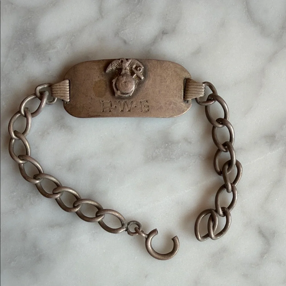 Vintage Military Emblem ID Bracelet silver